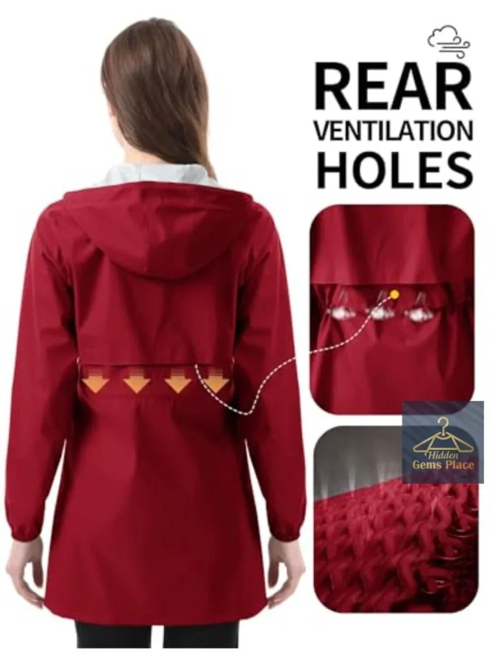 Women's Waterproof Rain Jacket Lightweight Hooded Trench